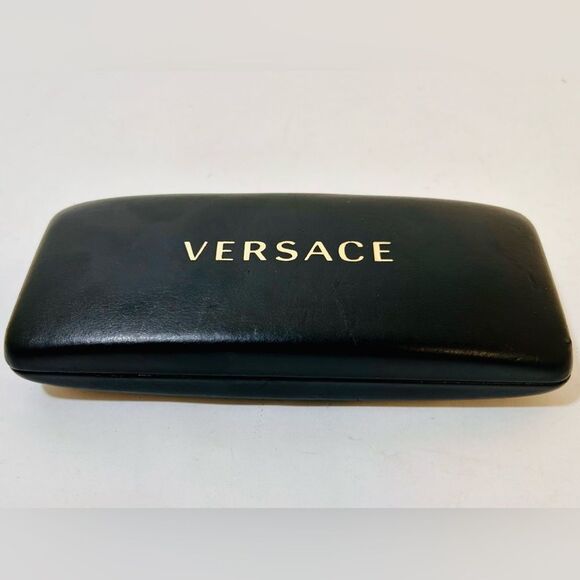Versace Black Leather Hardshell Clamshell Glasses Case CASE ONLY - Picture 3 of 9